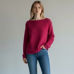 Lauren Black Label by Ralph Lauren Women Sm Fuchsia Pink Pullover Cotton Sweater
